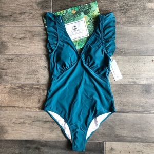 One-piece Teal Swimsuit by Cupshe.